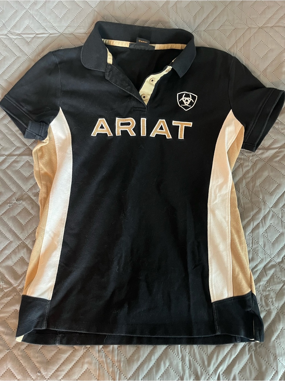 Ariat Black Polo with Cream Side Panels